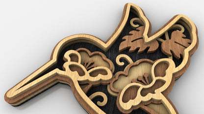 C231-Hummingbird Layered Scroll Saw Pattern - Alex Fox Patterns