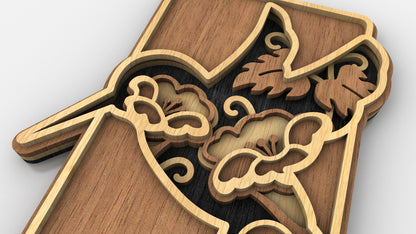C231-Hummingbird Layered Scroll Saw Pattern - Alex Fox Patterns