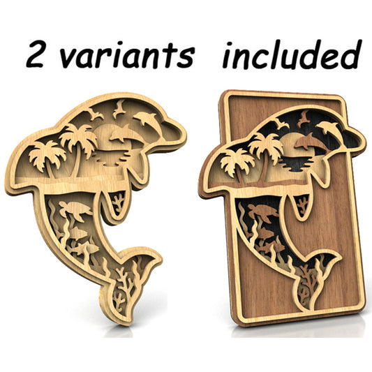 C233-Dolphin Layered Scroll Saw Pattern - Alex Fox Patterns