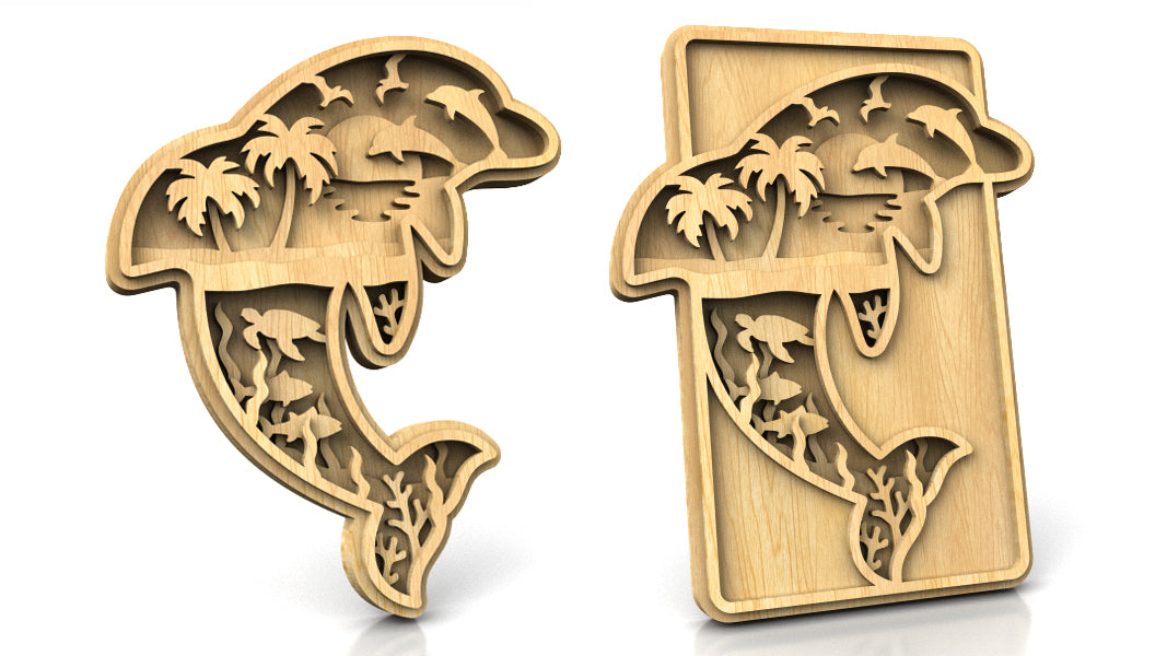 C233-Dolphin Layered Scroll Saw Pattern - Alex Fox Patterns