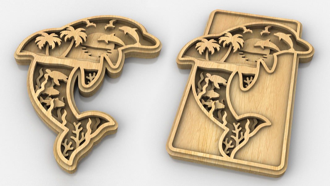 C233-Dolphin Layered Scroll Saw Pattern - Alex Fox Patterns
