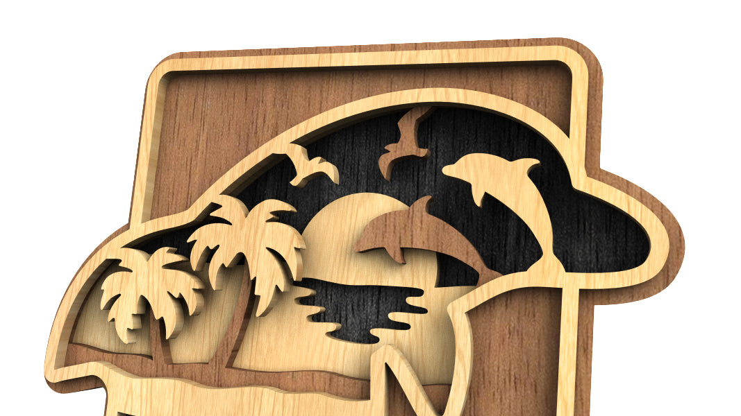 C233-Dolphin Layered Scroll Saw Pattern - Alex Fox Patterns
