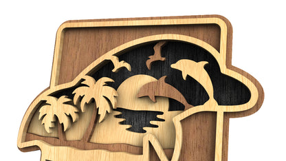 C233-Dolphin Layered Scroll Saw Pattern - Alex Fox Patterns
