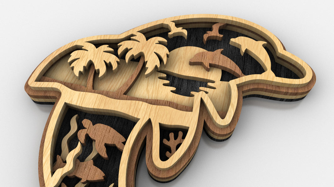C233-Dolphin Layered Scroll Saw Pattern - Alex Fox Patterns