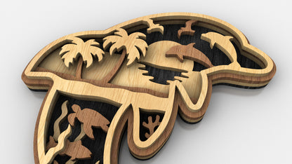 C233-Dolphin Layered Scroll Saw Pattern - Alex Fox Patterns