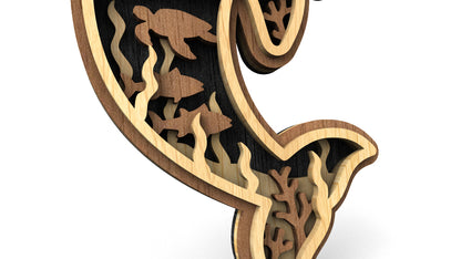C233-Dolphin Layered Scroll Saw Pattern - Alex Fox Patterns