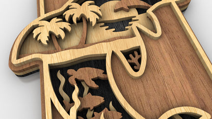 C233-Dolphin Layered Scroll Saw Pattern - Alex Fox Patterns