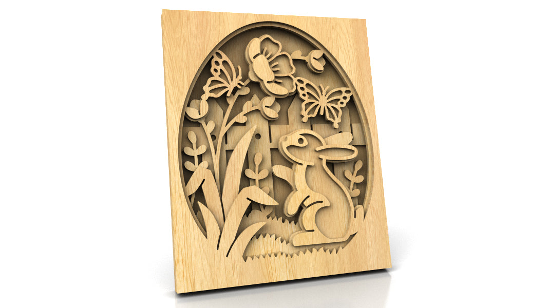 C225-Easter Bunny Layered Scroll Saw Pattern - Alex Fox Patterns