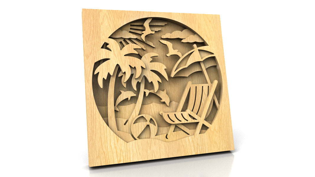 C235-Vacation Layered Scroll Saw Pattern - Alex Fox Patterns