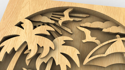 C235-Vacation Layered Scroll Saw Pattern - Alex Fox Patterns