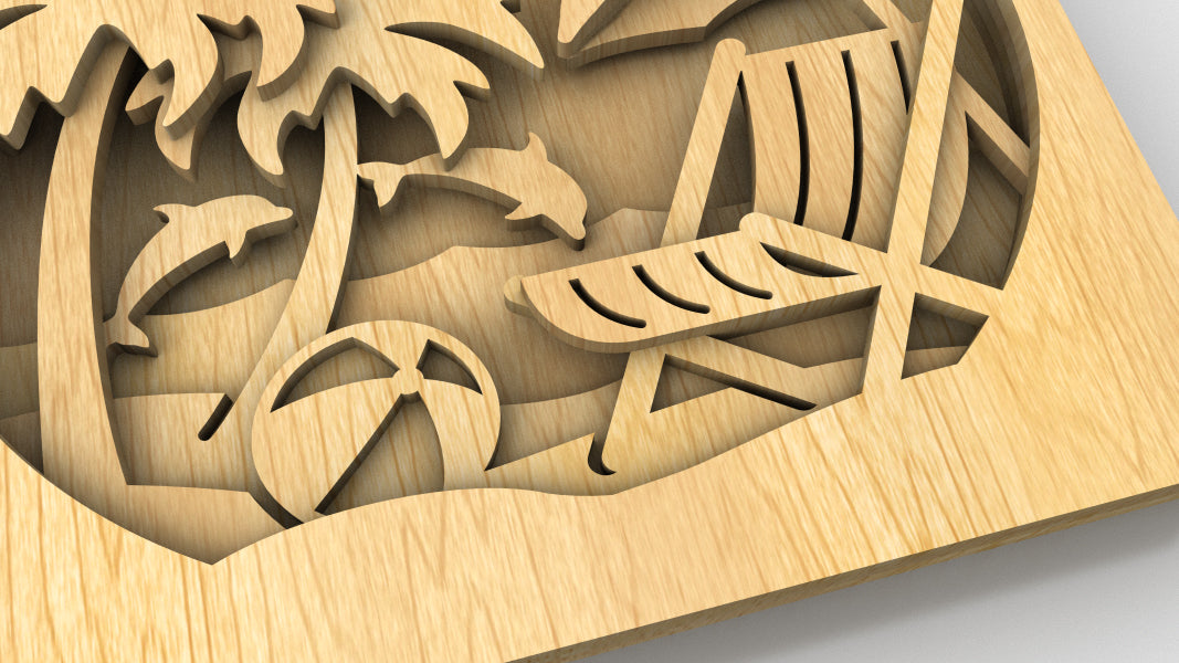 C235-Vacation Layered Scroll Saw Pattern - Alex Fox Patterns