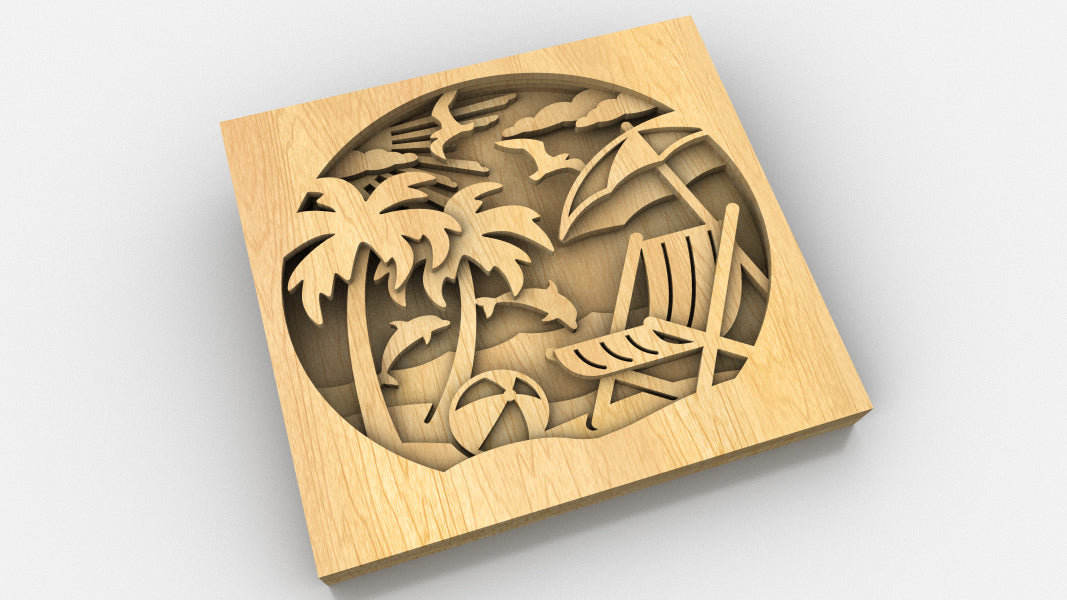C235-Vacation Layered Scroll Saw Pattern - Alex Fox Patterns