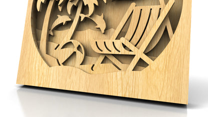 C235-Vacation Layered Scroll Saw Pattern - Alex Fox Patterns