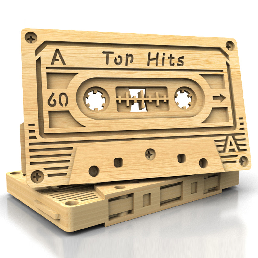 C236-Audio Cassette Layered Scroll Saw Pattern - Alex Fox Patterns