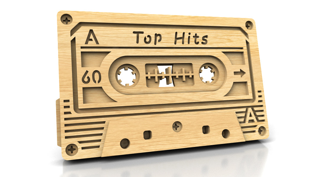 C236-Audio Cassette Layered Scroll Saw Pattern - Alex Fox Patterns