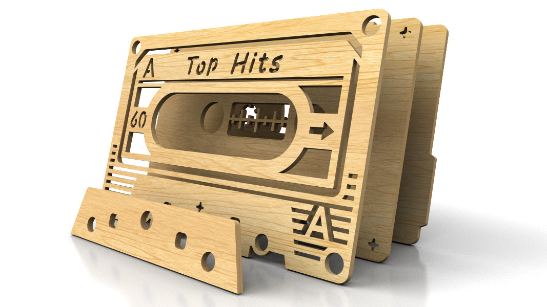 C236-Audio Cassette Layered Scroll Saw Pattern - Alex Fox Patterns
