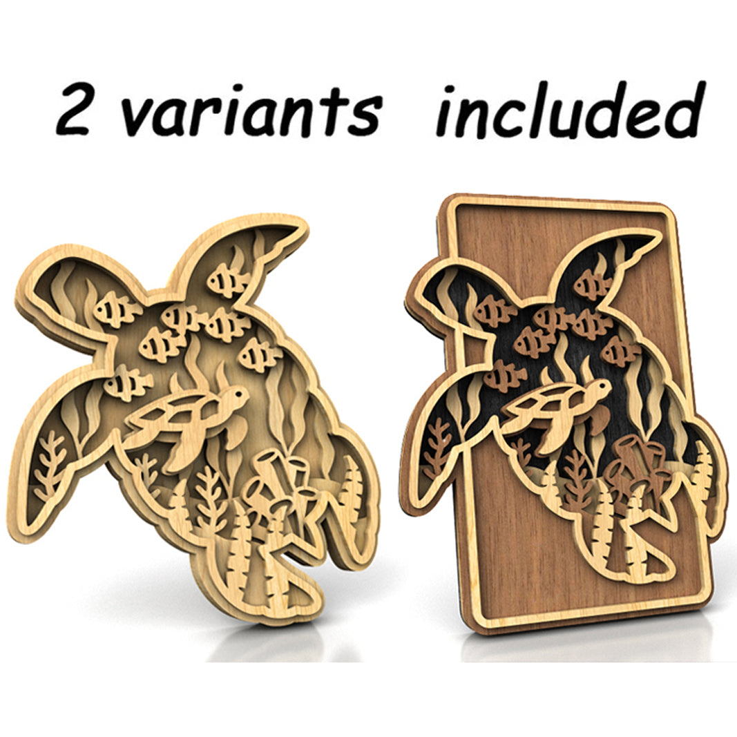 C237-Turtle Layered Scroll Saw Pattern - Alex Fox Patterns