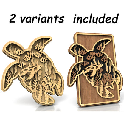C237-Turtle Layered Scroll Saw Pattern - Alex Fox Patterns
