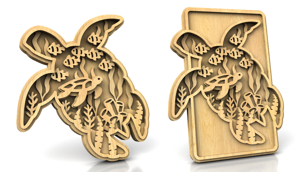 C237-Turtle Layered Scroll Saw Pattern - Alex Fox Patterns