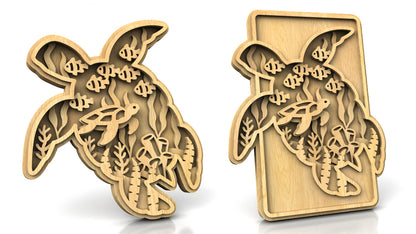 C237-Turtle Layered Scroll Saw Pattern - Alex Fox Patterns