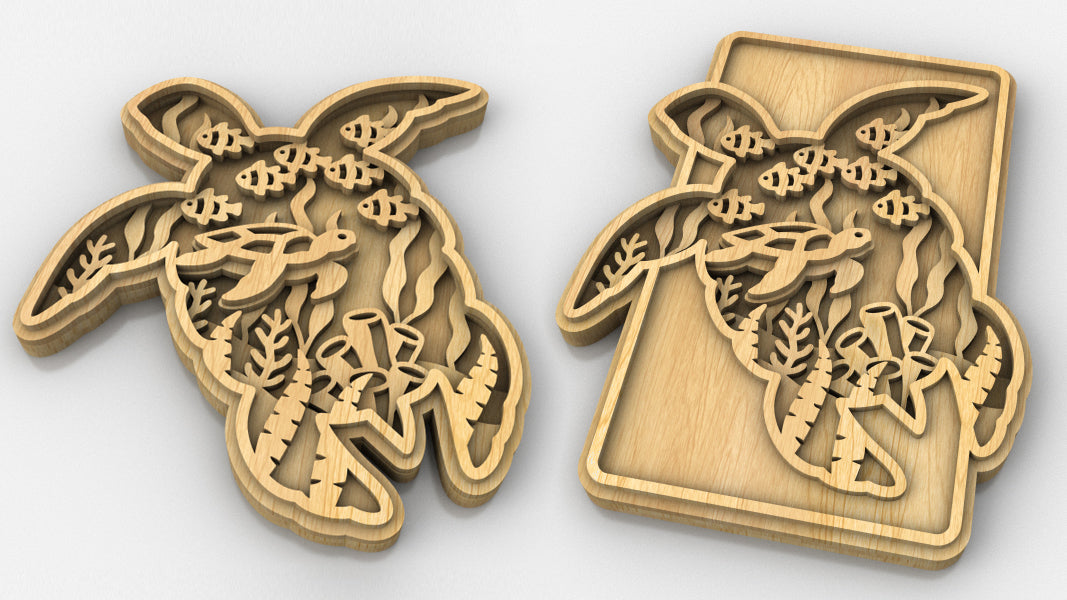 C237-Turtle Layered Scroll Saw Pattern - Alex Fox Patterns