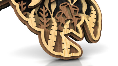 C237-Turtle Layered Scroll Saw Pattern - Alex Fox Patterns