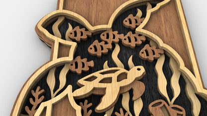 C237-Turtle Layered Scroll Saw Pattern - Alex Fox Patterns