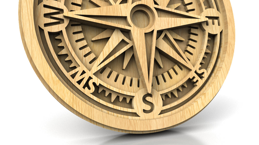 C239-Compass Layered Scroll Saw Pattern - Alex Fox Patterns