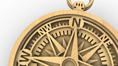C239-Compass Layered Scroll Saw Pattern - Alex Fox Patterns