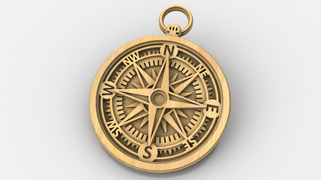 C239-Compass Layered Scroll Saw Pattern - Alex Fox Patterns