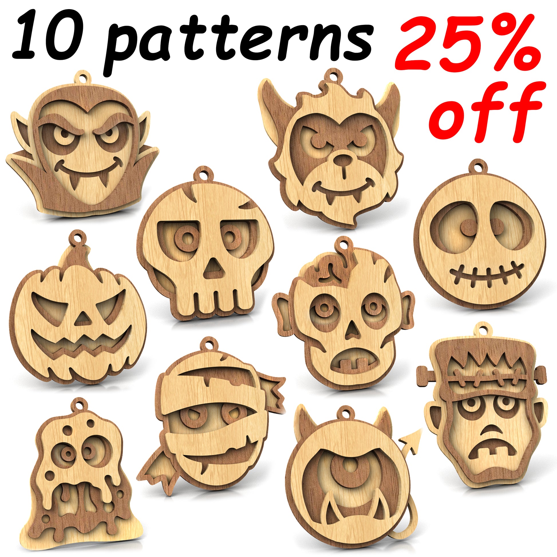 C241-Halloween Set Layered Scroll Saw Patterns - Alex Fox Patterns
