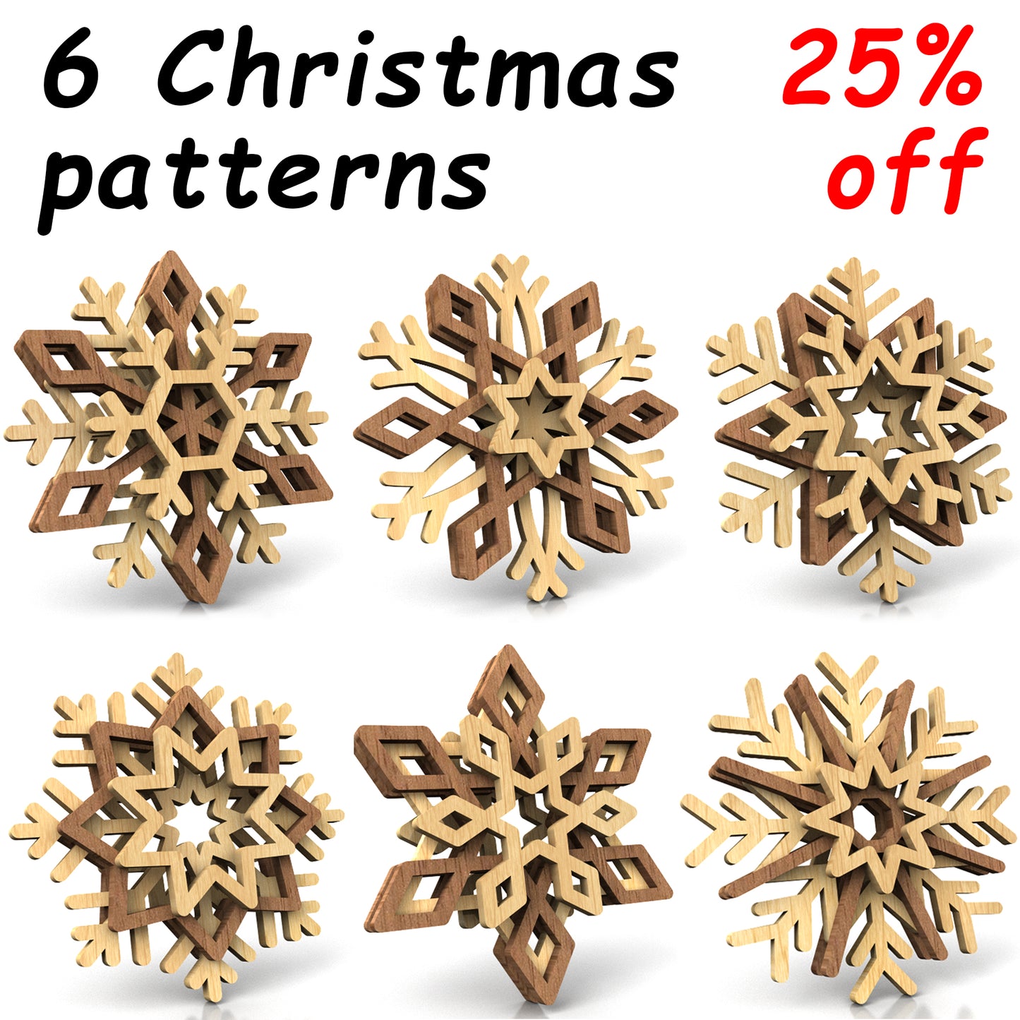 C243-Snowflake Set Layered Scroll Saw Patterns - Alex Fox Patterns