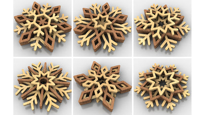 C243-Snowflake Set Layered Scroll Saw Patterns - Alex Fox Patterns