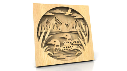 C244-Loons Layered Scroll Saw Pattern - Alex Fox Patterns
