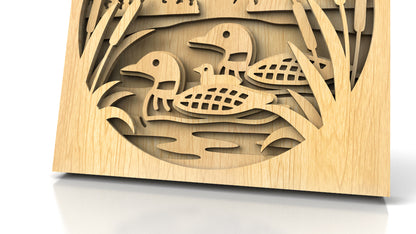 C244-Loons Layered Scroll Saw Pattern - Alex Fox Patterns