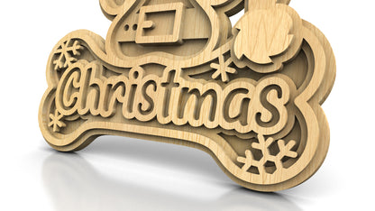 C247-Christmas Paw Layered Scroll Saw Pattern - Alex Fox Patterns