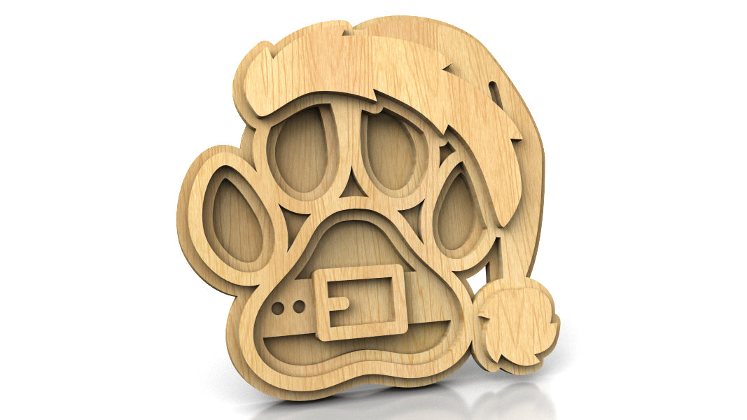 C247-Christmas Paw Layered Scroll Saw Pattern - Alex Fox Patterns