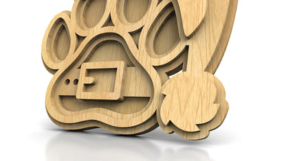 C247-Christmas Paw Layered Scroll Saw Pattern - Alex Fox Patterns
