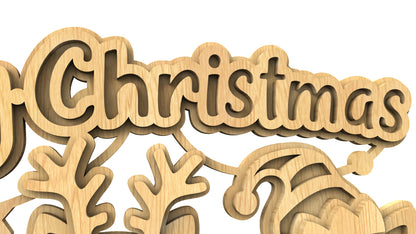 C248-Meowy Christmas Layered Scroll Saw Pattern - Alex Fox Patterns