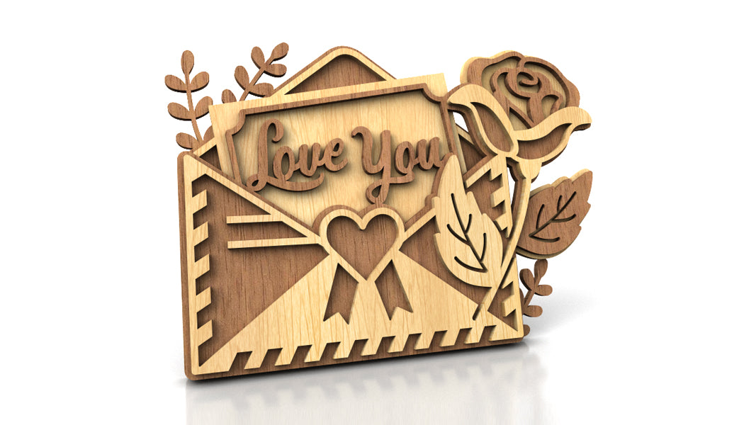 C251-Love Letter Layered Scroll Saw Pattern - Alex Fox Patterns