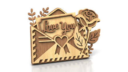 C251-Love Letter Layered Scroll Saw Pattern - Alex Fox Patterns