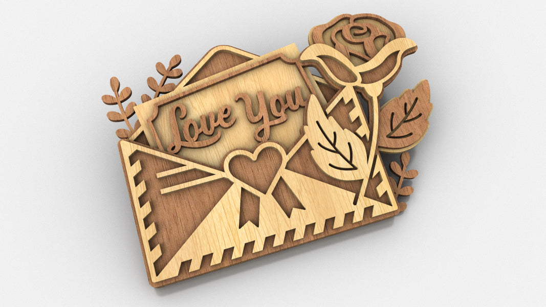 C251-Love Letter Layered Scroll Saw Pattern - Alex Fox Patterns