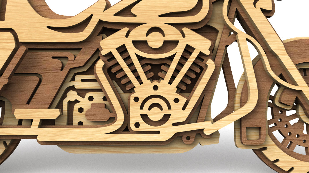 C252-Motorcycle Layered Scroll Saw Pattern - Alex Fox Patterns