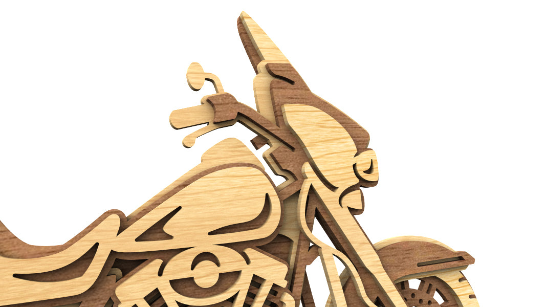 C252-Motorcycle Layered Scroll Saw Pattern - Alex Fox Patterns