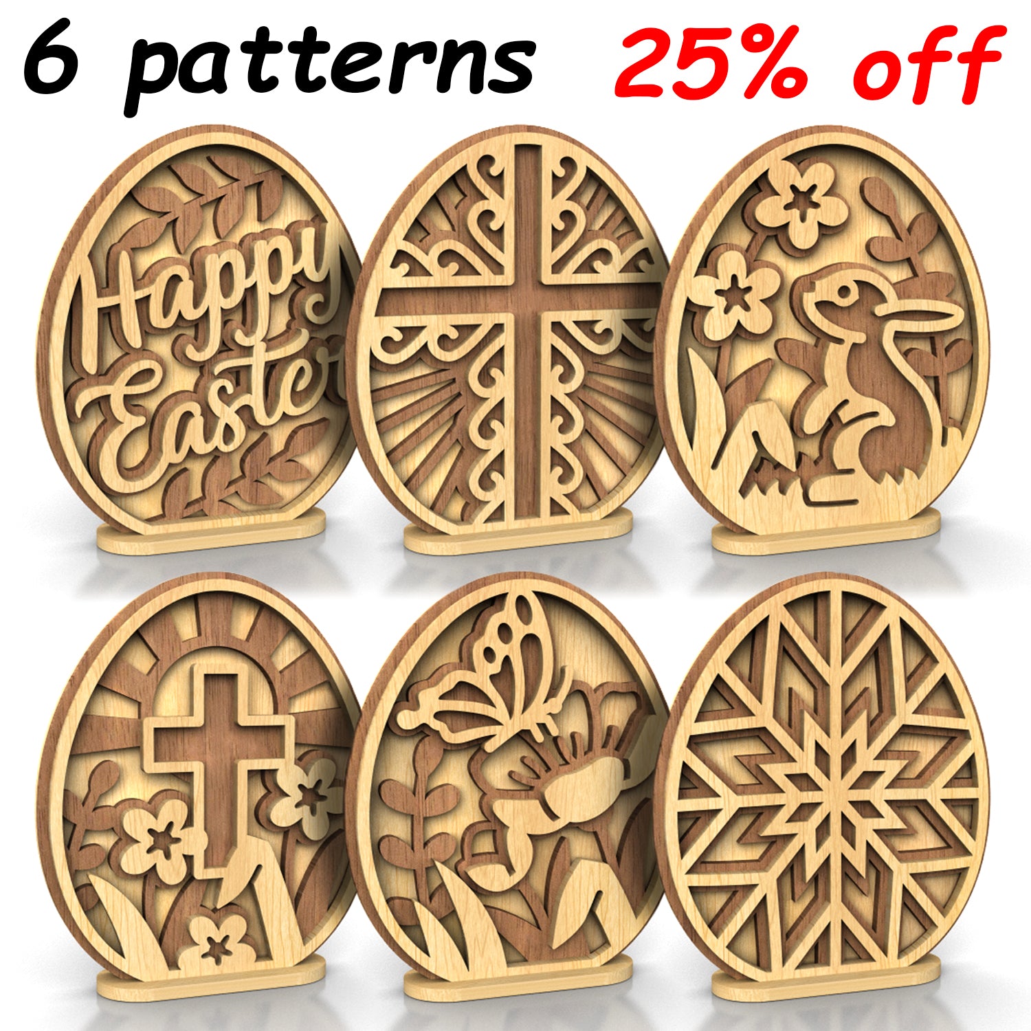 C253a-Easter Egg Set Layered Scroll Saw Patterns - Alex Fox Patterns