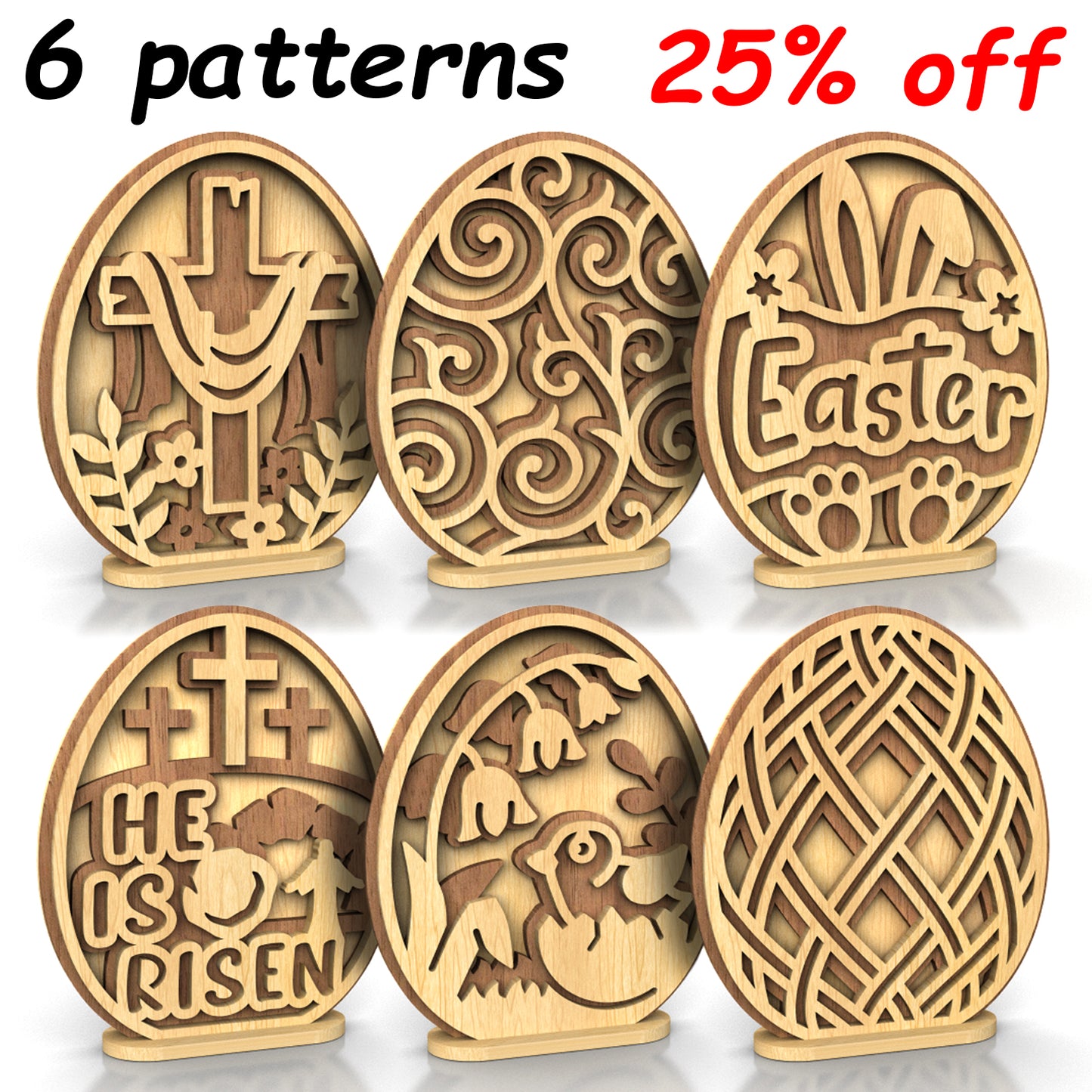 C253b-Easter Egg Set Layered Scroll Saw Patterns - Alex Fox Patterns