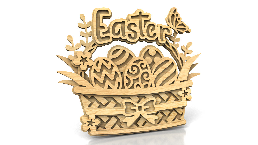 C254-Easter Basket Layered Scroll Saw Pattern - Alex Fox Patterns