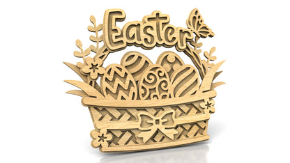 C254-Easter Basket Layered Scroll Saw Pattern - Alex Fox Patterns