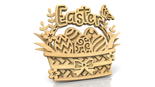 C254-Easter Basket Layered Scroll Saw Pattern - Alex Fox Patterns