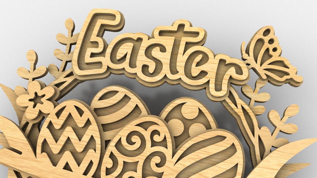 C254-Easter Basket Layered Scroll Saw Pattern - Alex Fox Patterns